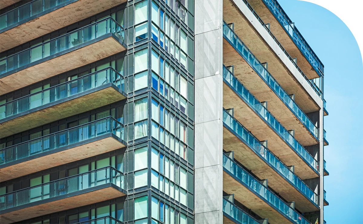 Exterior view of 859 West looking Southwest along the Queensway